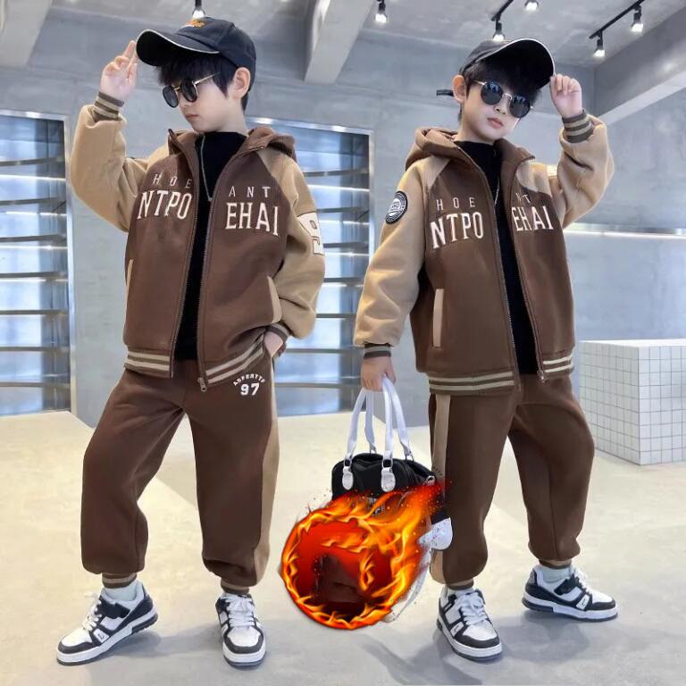 Boys Coat+Pants Kids Suits 3PCS/Set Cotton Spring Autumn Cotton Tracksuits Sport Christmas Gift Children Clothing