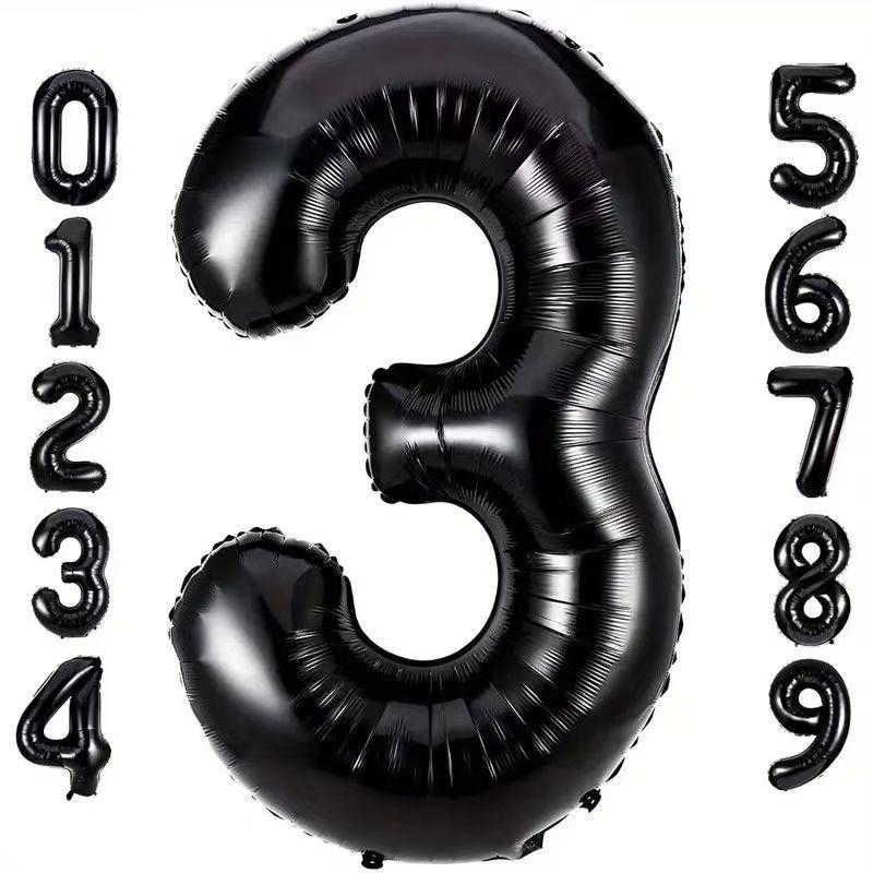 32-inch Black Aluminum Foil Balloons for Birthday Party Decorations
