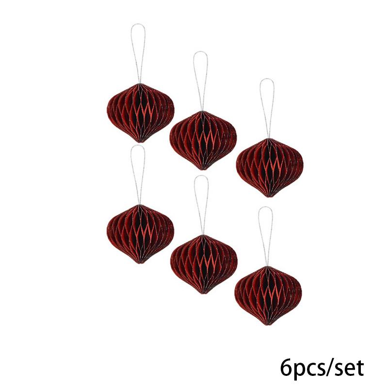 1/6ks 3D mini trblietavý prívesok voštinový guľôčka s trblietavým okrajom z papiera voštinový ornament