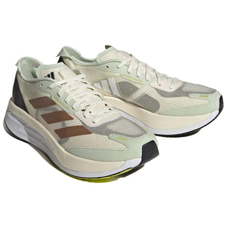 Adidas Adizero Boston 11 Comfortable Fabric Synthetic Leather Low-Top Running Shoes Unisex Running Shoes Beige ID4443