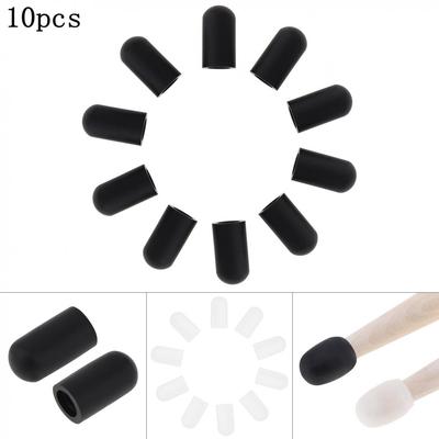 10pcs Silicone Drum Stick Caps Protective Mute Cover Stick Head Sleeves Black White Optional