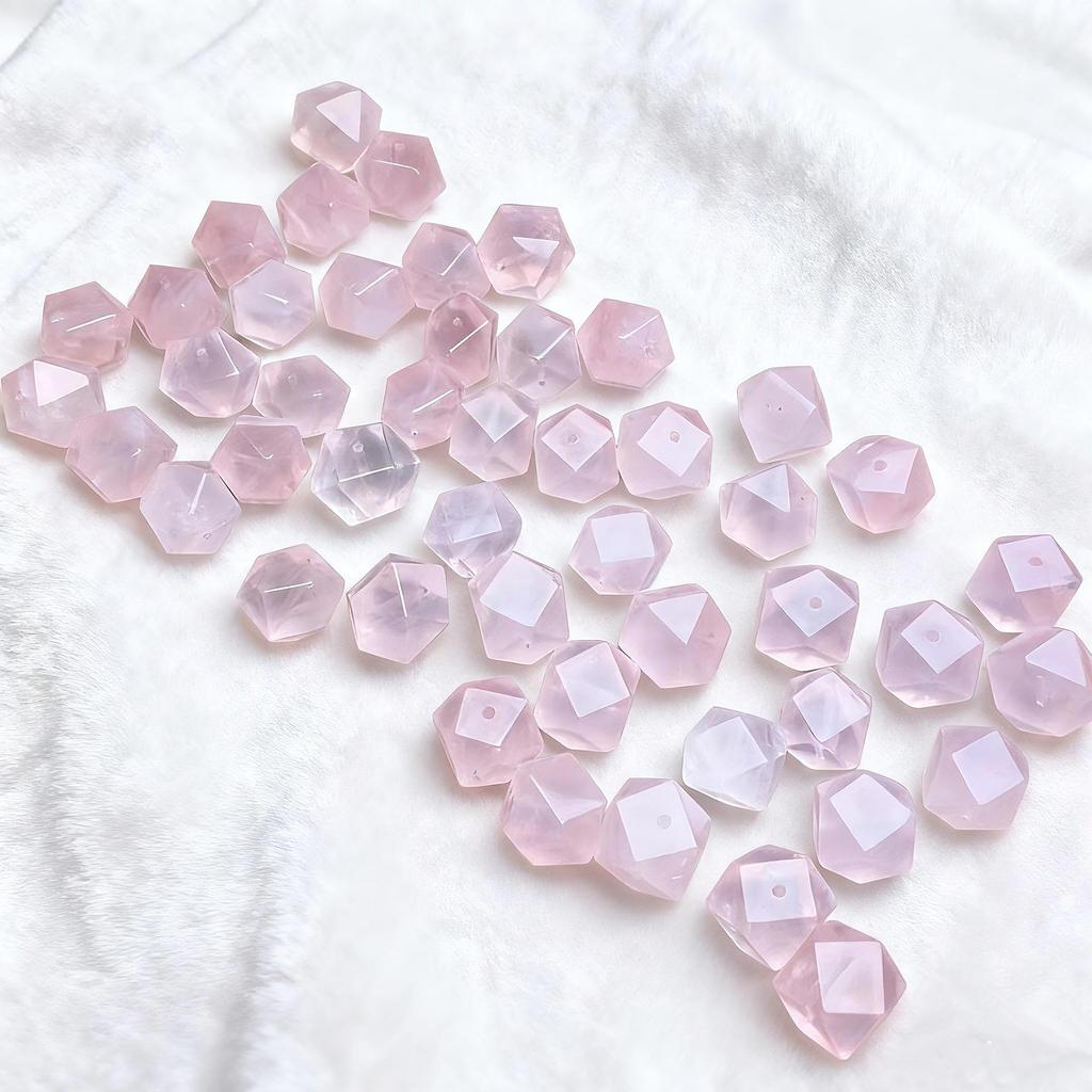 Rose Quartz Irregular Freeform Loose Beads - Octagonal, DIY Bracelet Jewelry Accessories