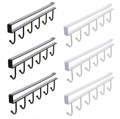 Kitchen Tool Set of Insert Cup No Drilling or Screwing Hanging Hooks for Multifunctional Storage Hooks Under-Cabinet Hooks, 6, 6-Hook Design,