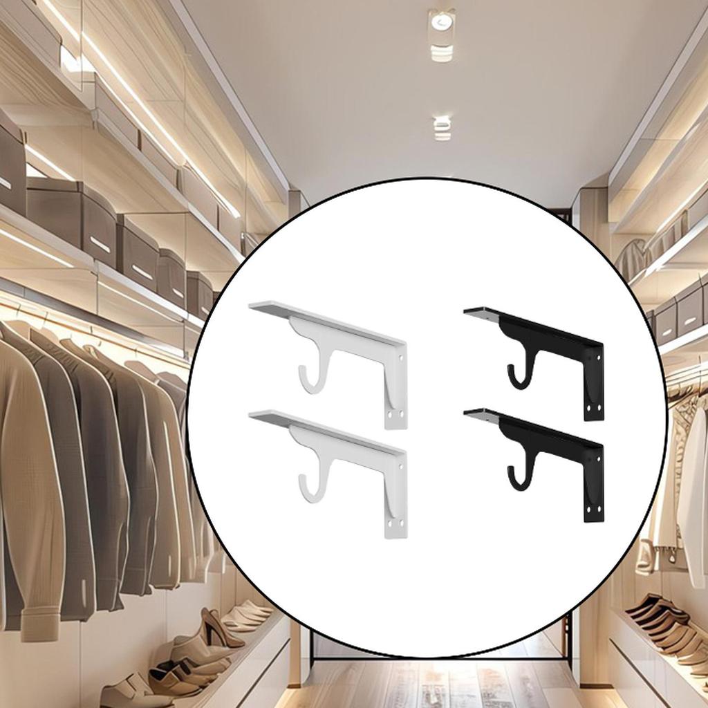 Closet Rod Holder Sturdy Wall Mounted Hanger Bracket for Backyard Room Table