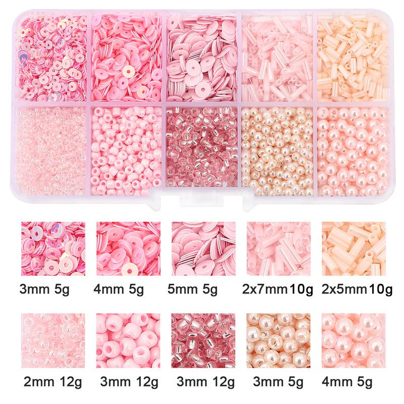 8/10/12/15 Grid Box: Seed Beads, Sequins, Imitation Pearls for DIY Necklaces & Phone Chains