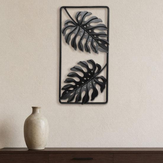 Bedroom Metal Wall Hanging Gold Monstera & Palm Leaf Art, 3D Hollow Lightweight Botanical Iron Luxury Decor for Living Room Sofa Background,