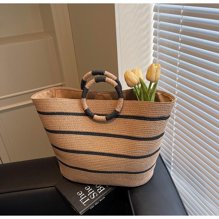 

Плетеная вручную соломенная сумка женская большой вместимости новая летняя сумка-тоут для морского отдыха ветрозащитная пляжная сумка хаки