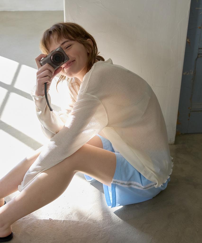 Wioi Boat Neck Sheer Top_Ivory