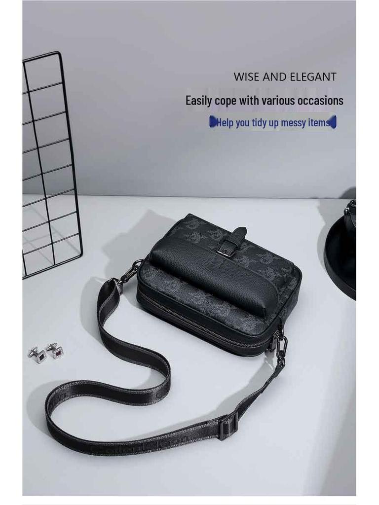 French Brand Men's Soft Cowhide Crossbody & Clutch Phone Bag
