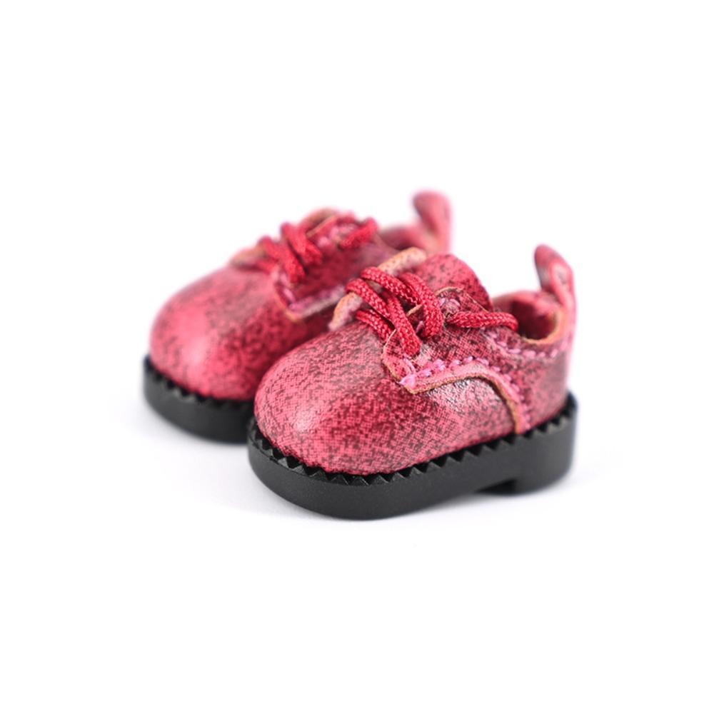 

Dress Up Obitsu11 Shoes With Shoelace Cowhide Dolls Shoes Doll Leather Boots Doll Accessories вино красного