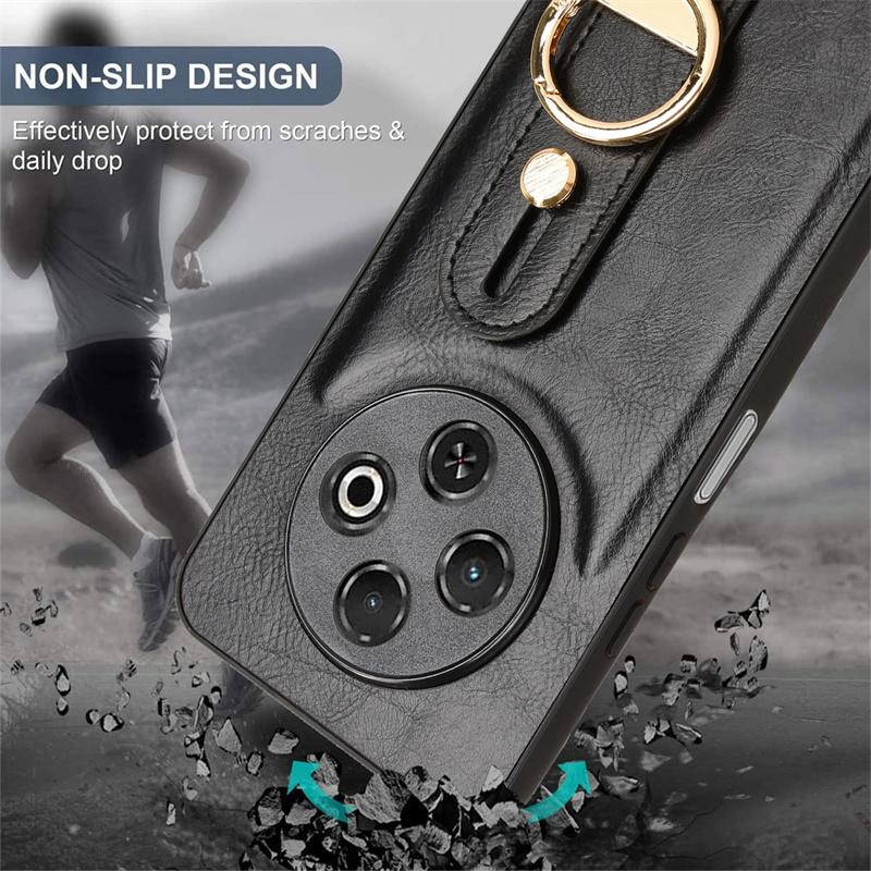 For Tecno Spark 30C Fashion Wrist Strap Phone Holder Case For Tecno Spark 30C Leather Style Case Drop-Resistant Cover