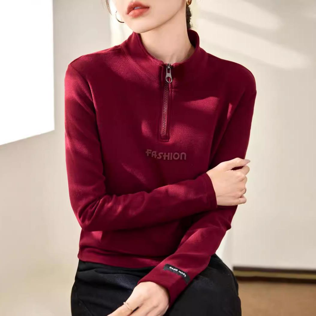 

Женская блузка Ankola Red Velvet с полувысоким воротником и застежкой-молнией — коллекция осень/зима 2024 г. L