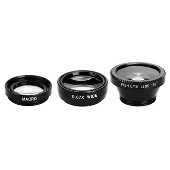 3 In 1 Universal 0.65X Wide Clip On Angle Fisheye Macro Lens