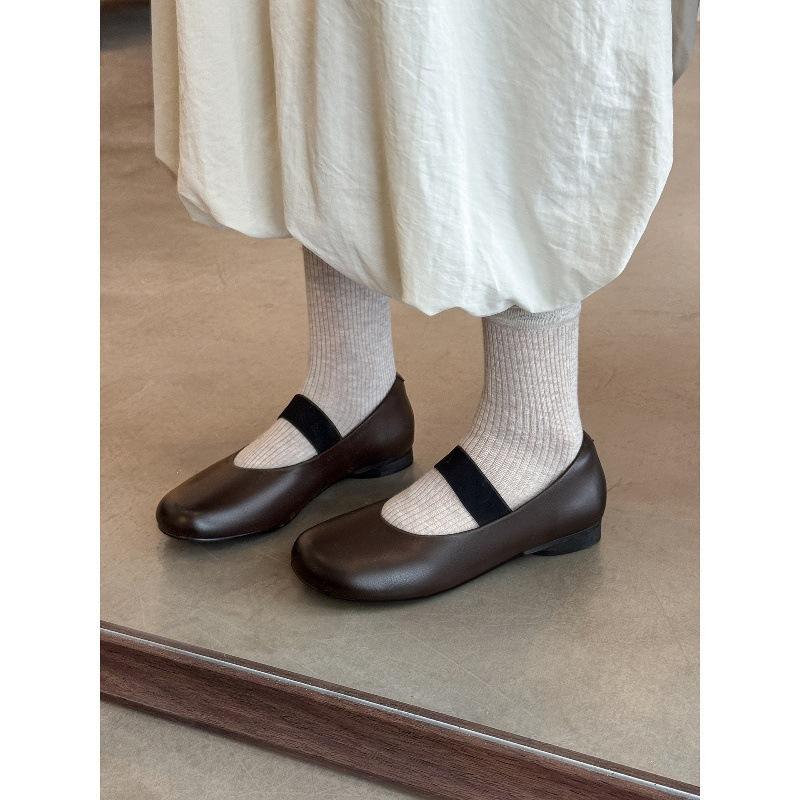 Black single shoes flat-soled French soft-soled grandma shoes versatile ballet Mary Jane shoes