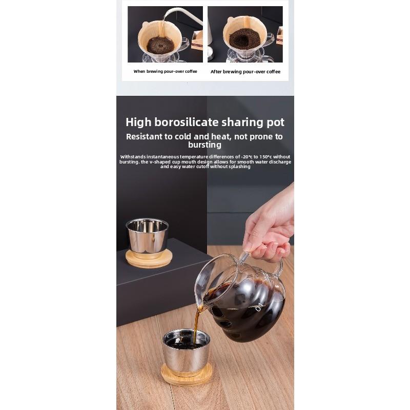 Gift Set of Pour-over Coffee Maker and Accessories - Coffee Utensils with 5-piece Filter Set