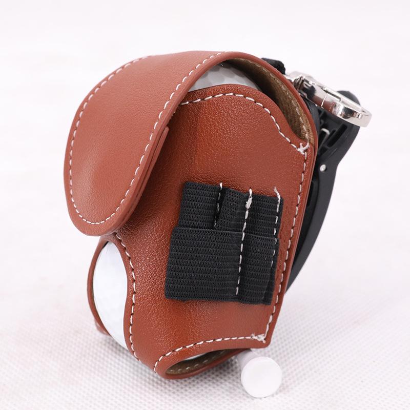 In-Stock Waist-Mounted Leather Golf Ball Bag - Compact PU Leather Design