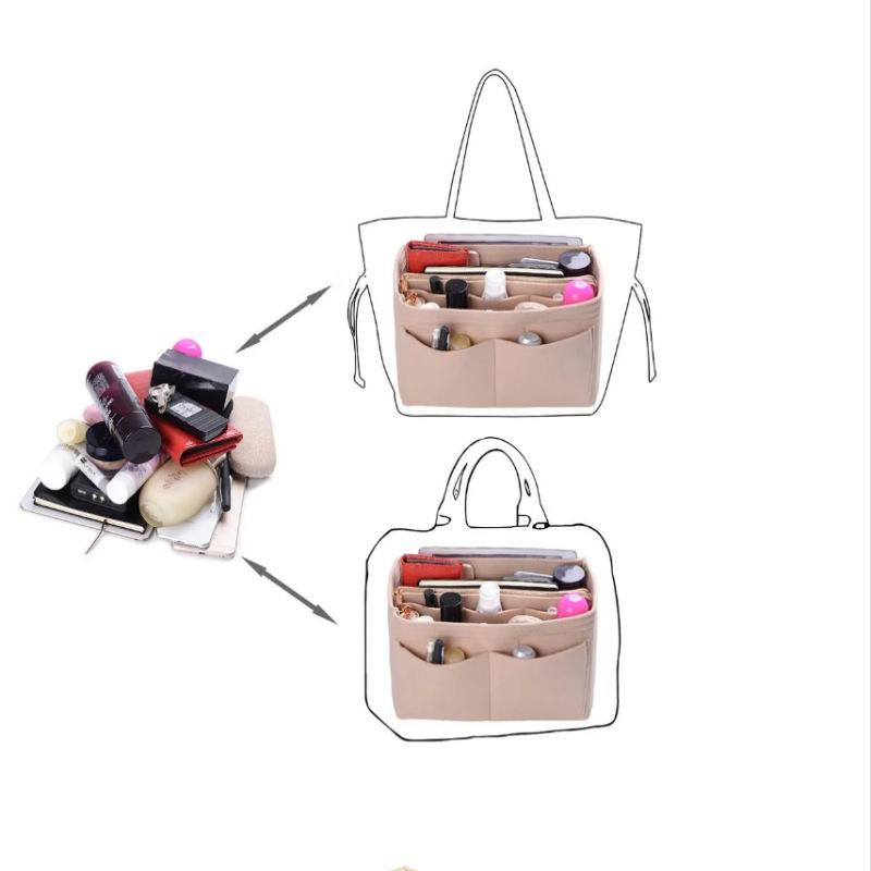 Large Capacity Colorful Felt Makeup Bag Organizer - Foldable & Durable Storage Liner