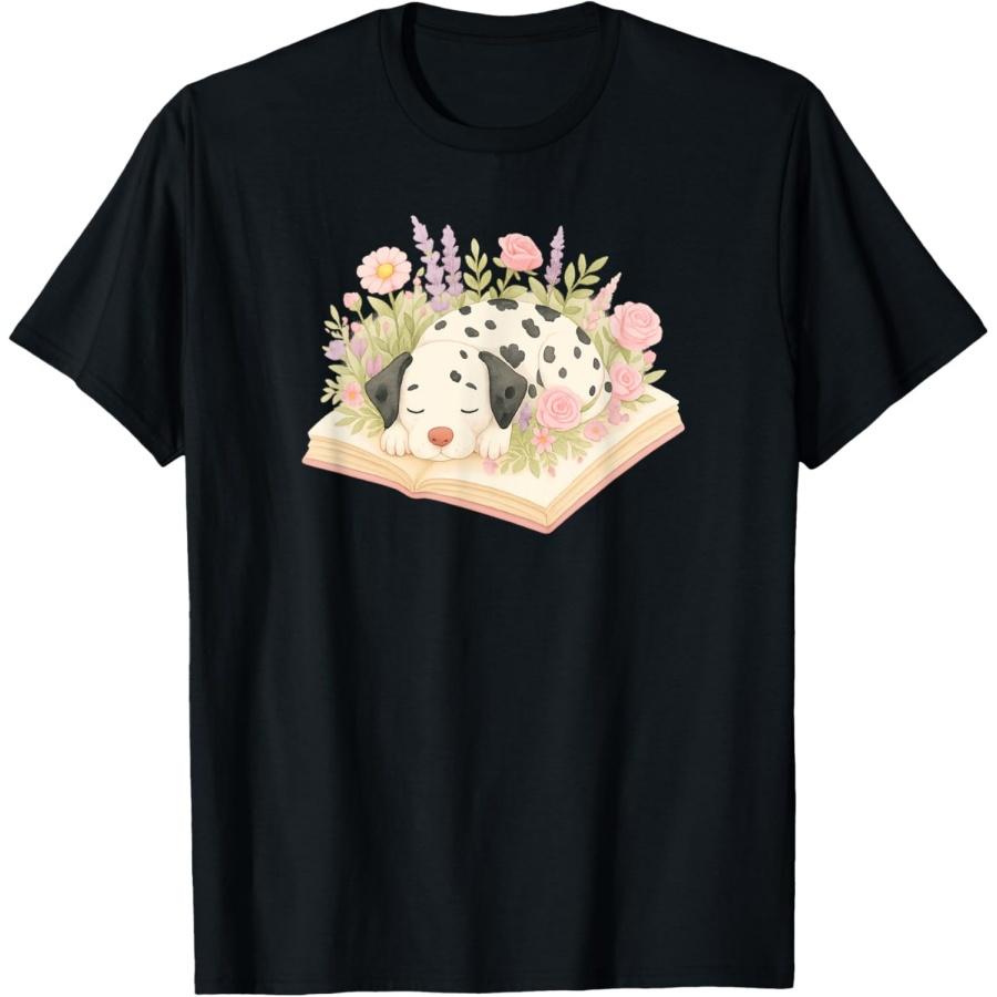 Sleeping Dalmatian upon a Stretched Book T-Shirt XXXXXL чёрный