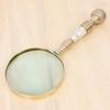 Total Length, Collectible Desk - Vintage Brass Magnifying Glass with Mother of Pearl Inlay Handle