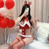 Christmas Sexy Cosplay Santa Bunny Girl Rabbit Extreme Erotic Leotard Costume Cute Temptation Ladies Present Bow Tie One Size Fishnet Tights Headband