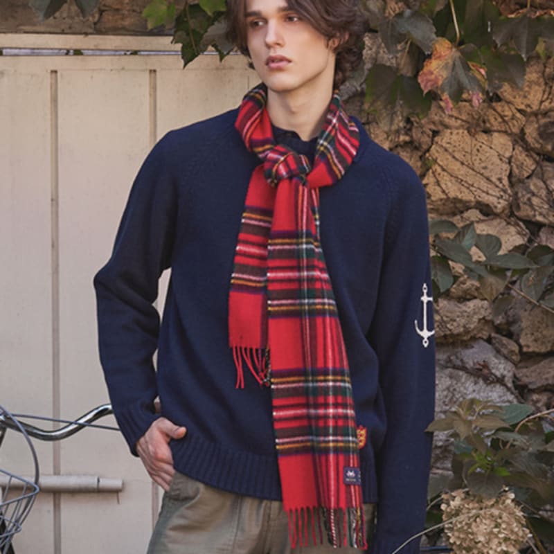 ABRAHAM MOON Merino Wool Muffler 25cm - Royal Stewart