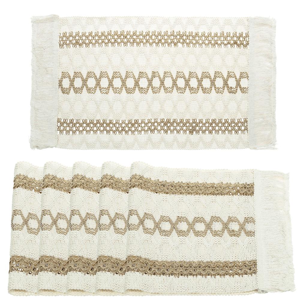 4/6Pcs Woven Cloth Placemats, Doilies with Tassels Place Mats  for Dining Table Kitchen Party 11.81x19.69 inch, Pale Brown