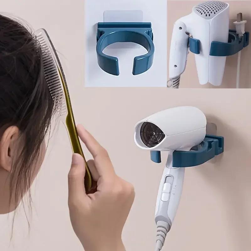 

1 шт., держатель для фена, органайзер для хранения, стойка, кронштейн, крючок, настенная подставка, держатели-колыбели, подвесные аксессуары для туалета и ванной комнаты жёлтый