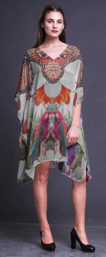 Phagun Short Caftan Midi Dress Beach Swimwear Cover Up Womens Kaftan-4X-5X