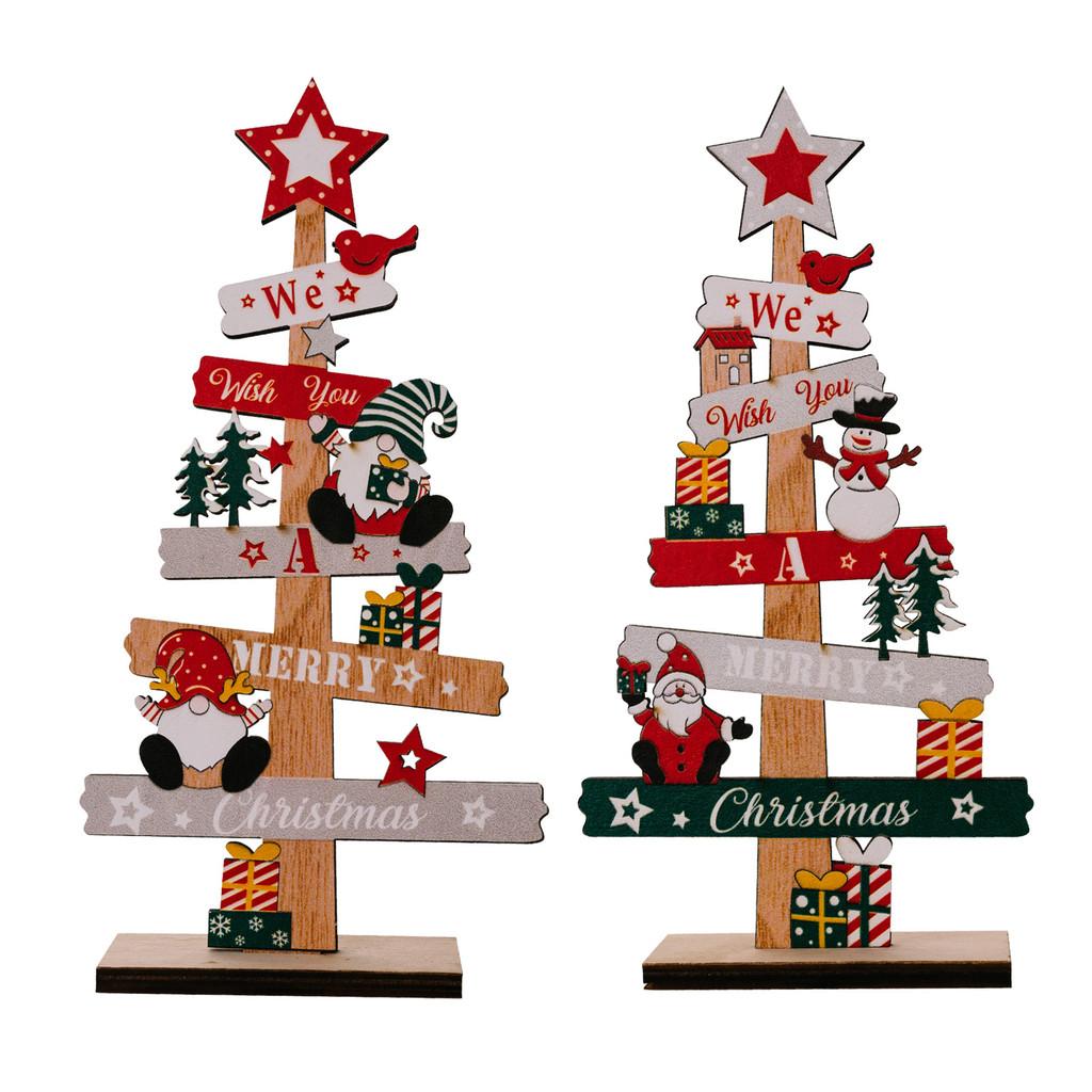 Christmas Wooden Charming Gnome And Snowman Decoration With Festive Lettering English
