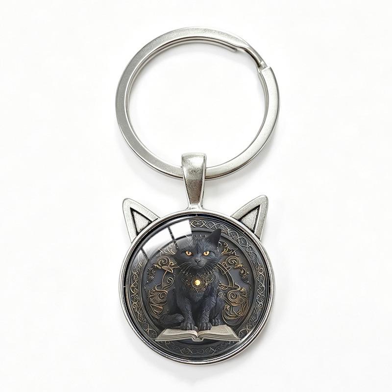 Yin Yang Double Cat Ear Gem Keychain - Trendy Unisex Alloy Accessory