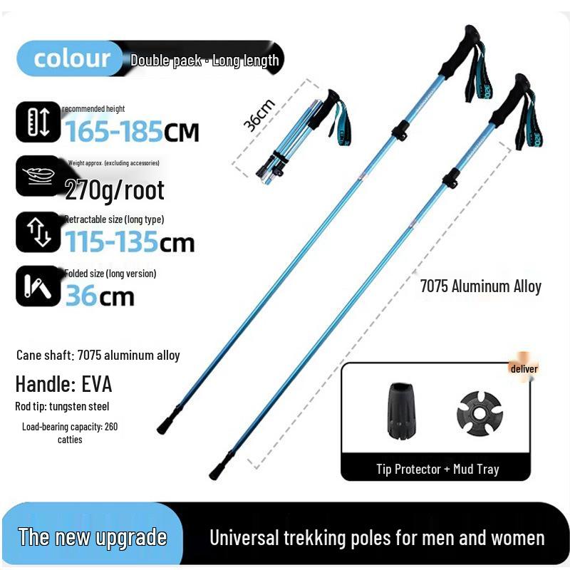 Leichte Teleskop-Aluminium-Wander- und Trekkingstöcke - Faltbares Design für Outdoor-Klettern und Wandern