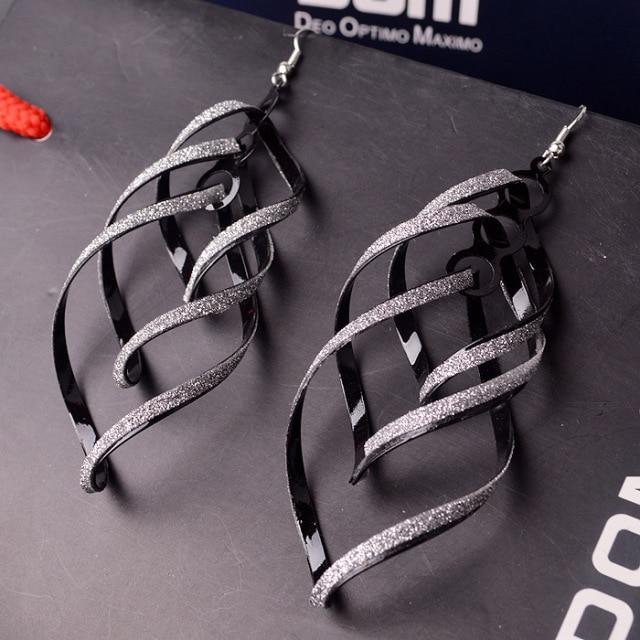 Bold Exaggerated European American Retro Ladies 'Earrings Alloy Metal Multi Level Frosted Spiral Earrings Voguish Fashionable Women 'S