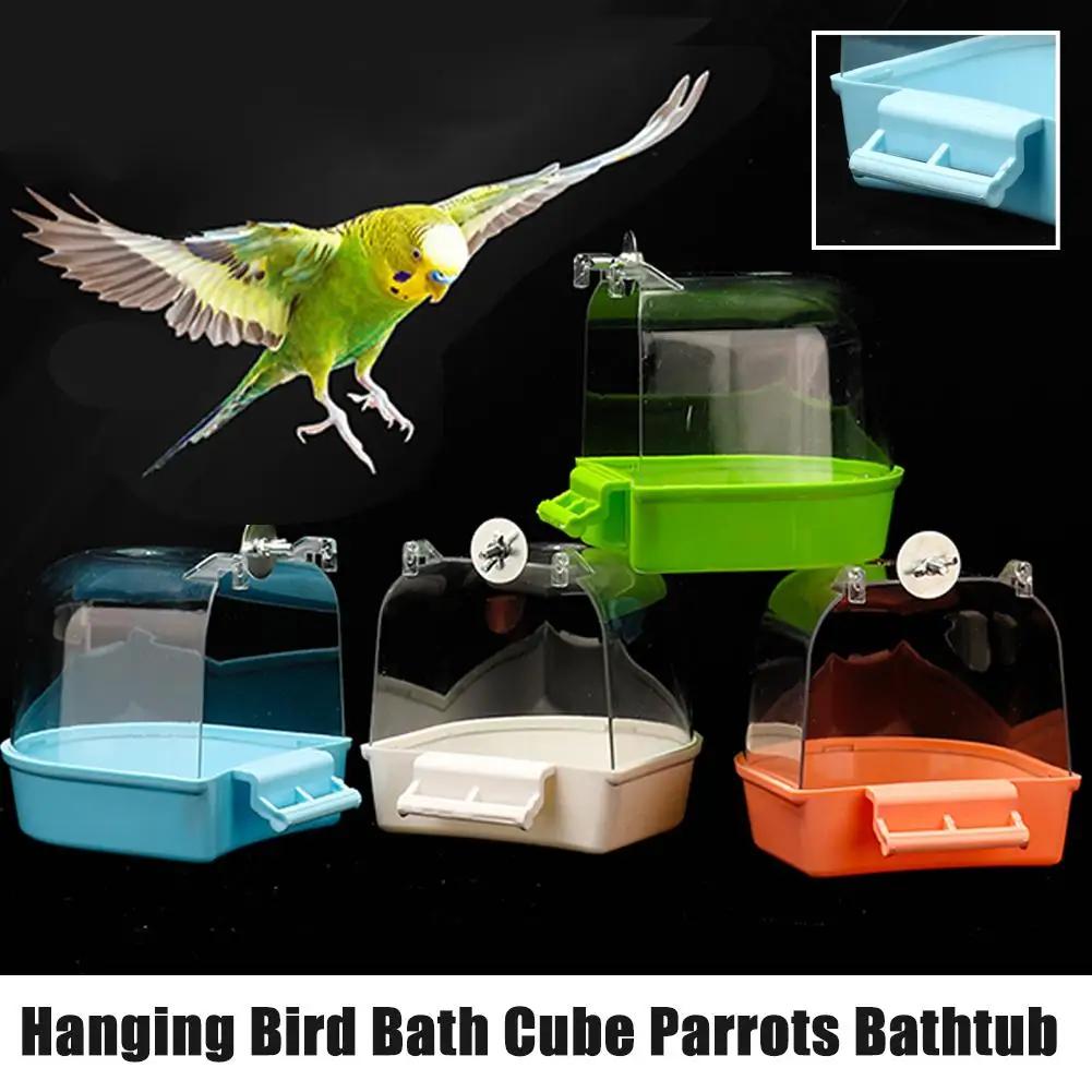 Transparente Hänge-Vogelbadewanne für Käfig Sittich Vogelkäfigzubehör Papageien Badewanne Bade Dusche Käfig für Kanarienvogel Wellensittich Nymphensittich
