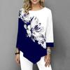 Dames Mode Bedrukt Casual Onregelmatige Zoom Ronde Hals 3/4 Mouwen Plus Size Luipaardprint T-shirt Losse Pullover Herfst Winter Blouse