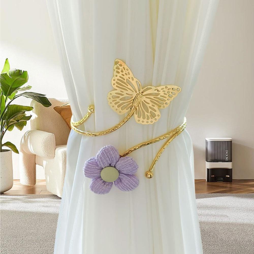 Trendige Niedliche Blumen Vorhangbänder Verstellbare Handgefertigte Vorhang Raffhalter Metall Vorhangbefestigungen
