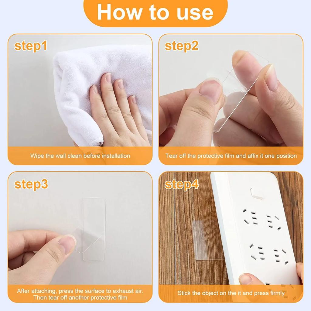 Reusable Double Sided Adhesive Tape Strong Adhesion Wall Sticker Sticky Balloon Traceless Poster Clear Nano Home Improvement