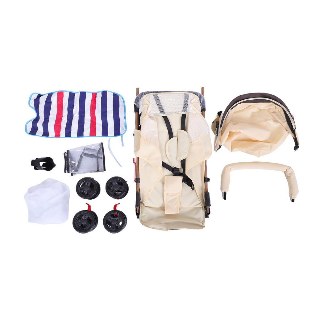 Passeggino Leggero Pieghevole Assorbimento degli Urti Alto Paesaggio Passeggino per Bambini con Schienale Regolabile Tettuccio