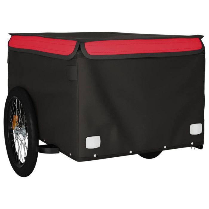 VidaXL Remorque de Vélo, Chariot de Transport avec Barre, Remorque de Bicyclette avec Drapeau Jardin Extérieur, Noir et 94090