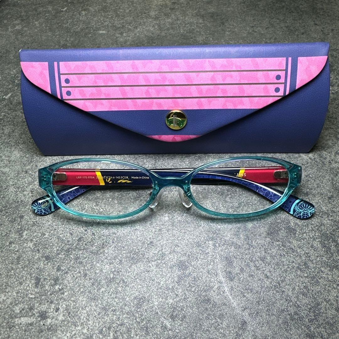 Used [Limited/with case] JINS glasses collaboration model clear blue x Japanese pattern