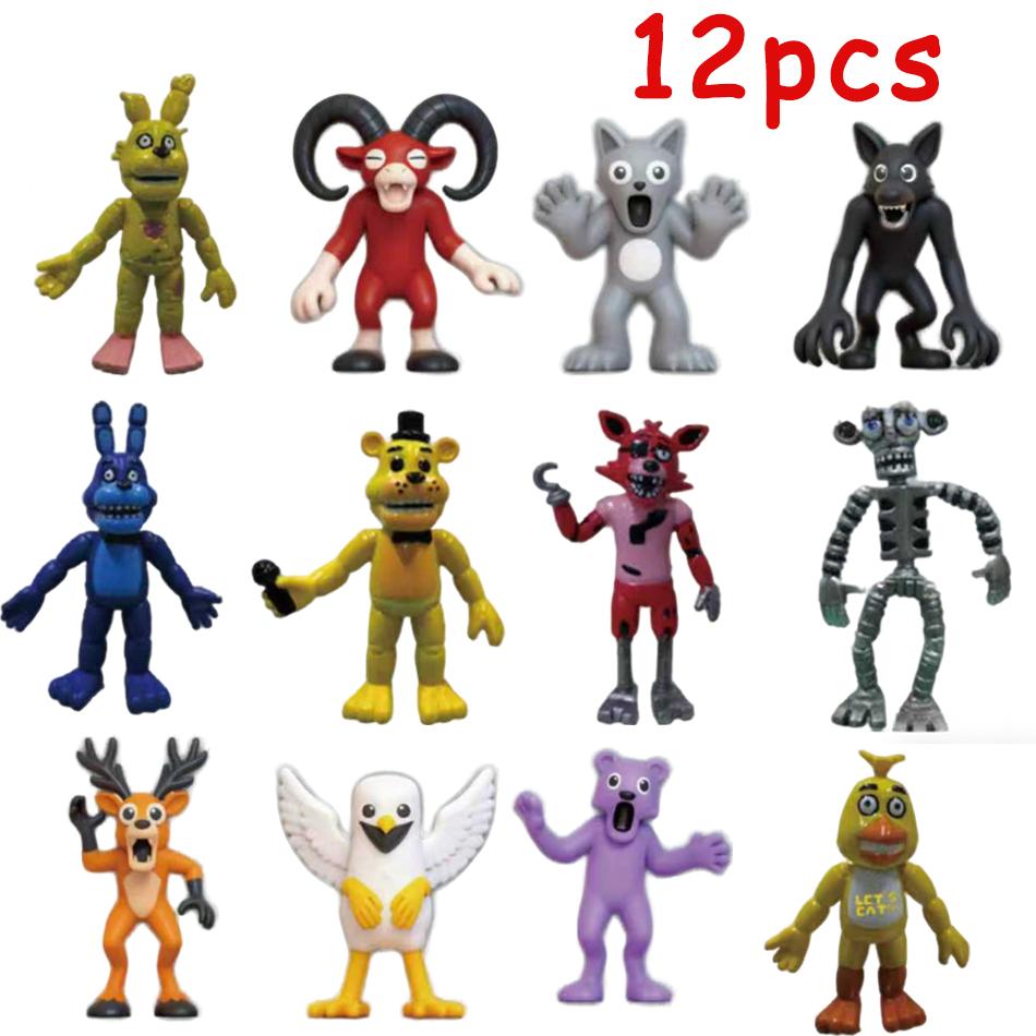 6-18 Stück 99 Nächte im Wald Actionfigur Hirsch Eule Ziege Figur Desktop Dekoration Modell Ornamente Fans Geburtstagsgeschenke