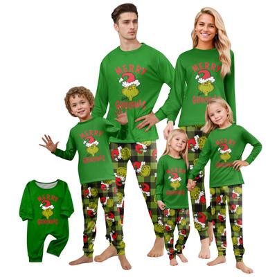 Christmas Print Cute Family Set Pajamas, Home Clothes, Family Set Long Sleeve Top Pants Set
