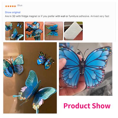 12PCS Fridge Sticker 3D Butterfly Design Decal Art Stickers Set Room Home Decor DIY Wedding Decoration Butterflies Wall Stickers