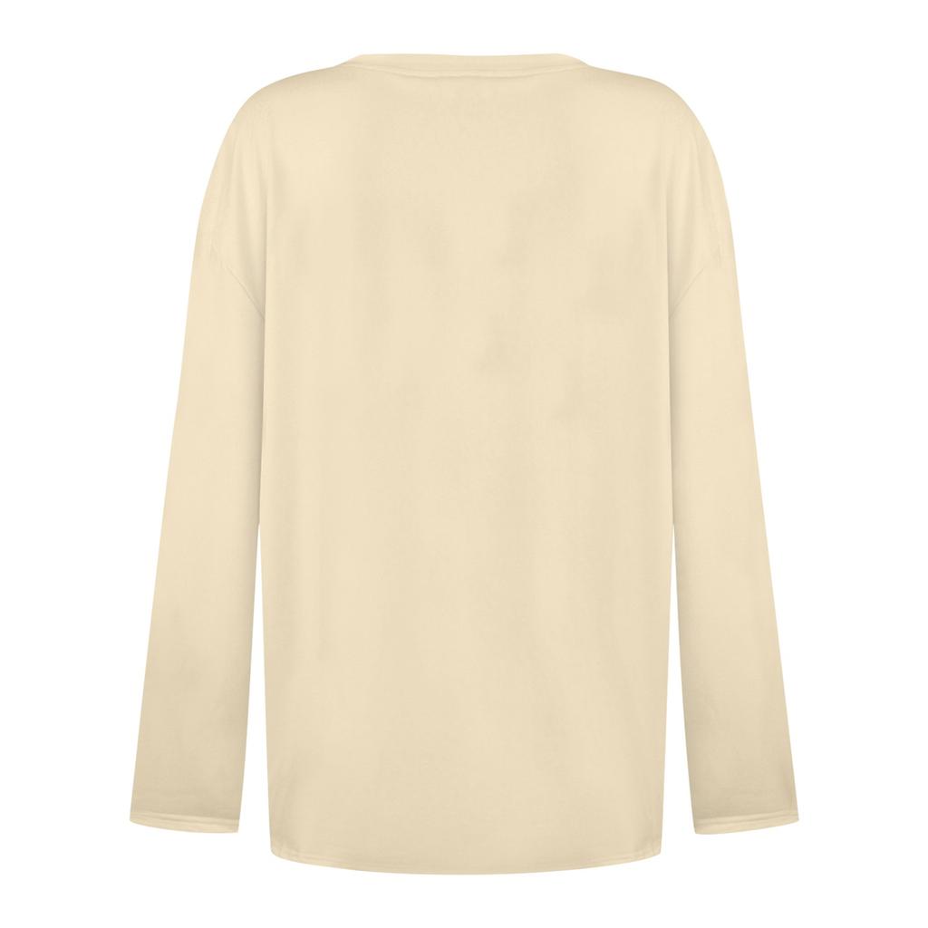 Dámské módní tričko Vintage barevně ladící s dlouhým rukávem a výstřihem do V