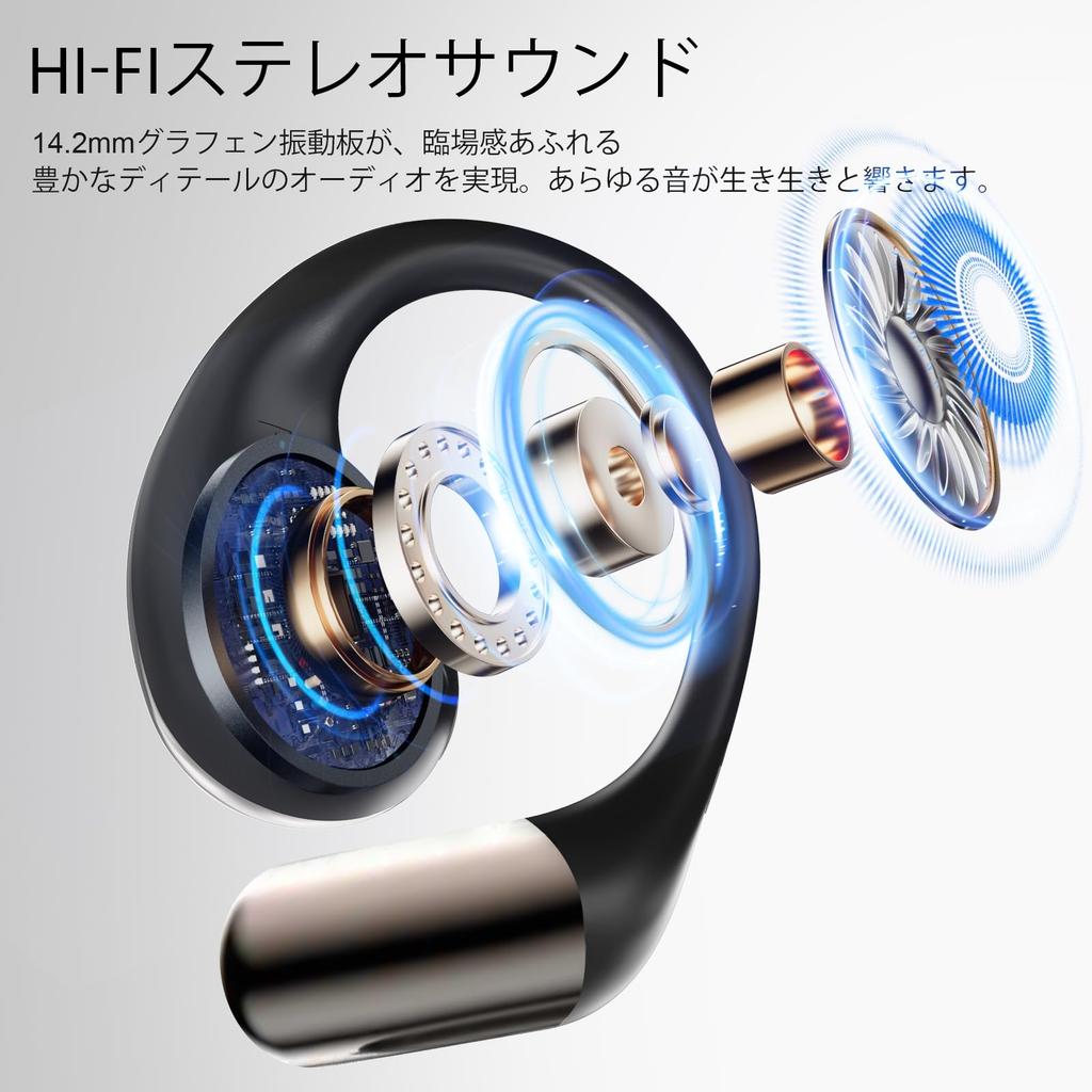 Open-Ear Bluetooth 5.4 Wireless Earbuds with 14.2mm Drivers [2026 Upgraded Version], ENC Call Noise Cancelling, Microphone, Ear-Hook Design,