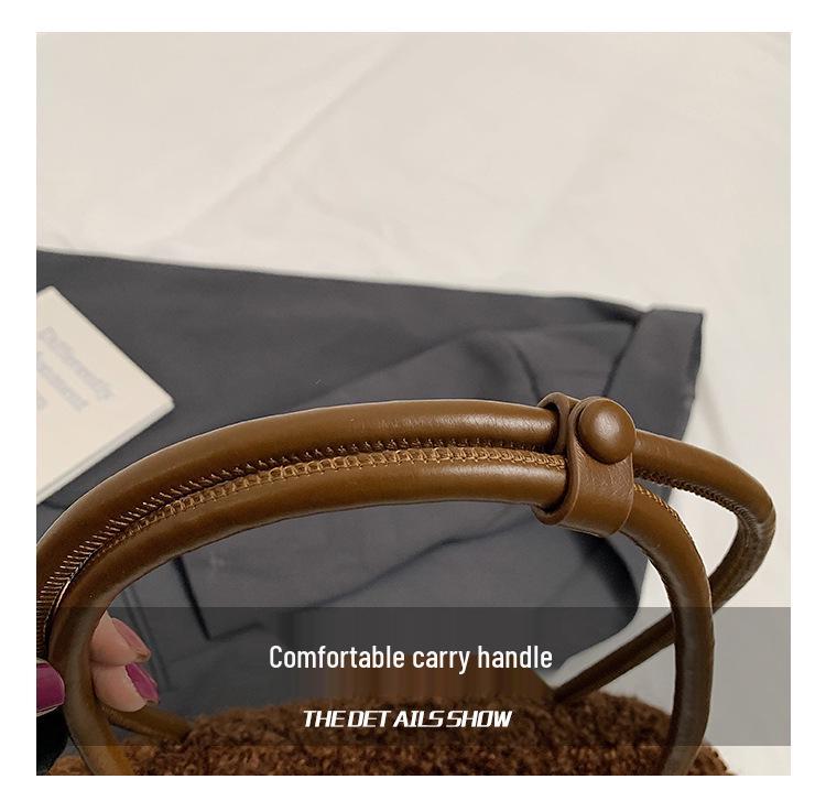 Handtas van nep lamswol in Koreaanse stijl - Pluizige niche design schouder- & okseltas voor herfst/winter