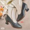 Color Matching Button Medium Tube Women's Boots Spring and Summer New European and American Style Pointed Horseshoe and Medium Heel Women's Boots