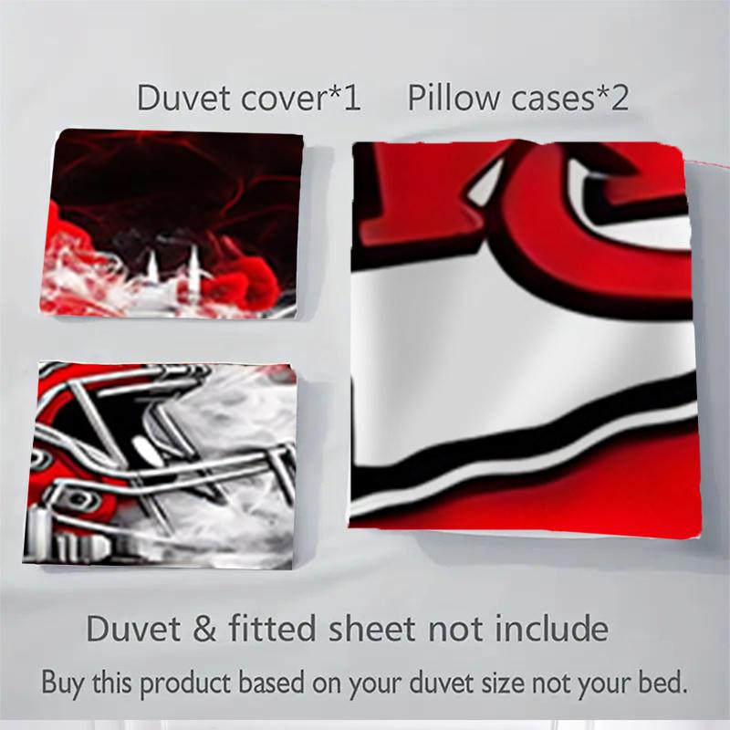 Set Biancheria da Letto con Casco da Football NFL Kansas City Chiefs e Pallone-Decorazione per la Casa-Perfetto per Camera da Letto, Camera degli Ospiti, Soggiorno, Hotel-Regalo Ideale pe