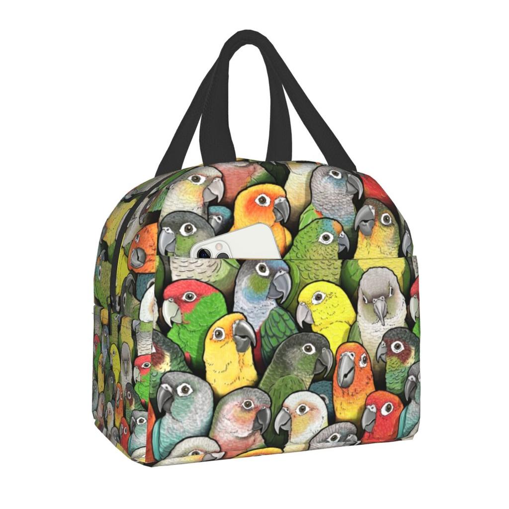 Floral And Parrot Birds Resuable Lunch Box Women Multifunction Thermal Cooler Food Insulated Lunch Bag Office Work Picnic Bags