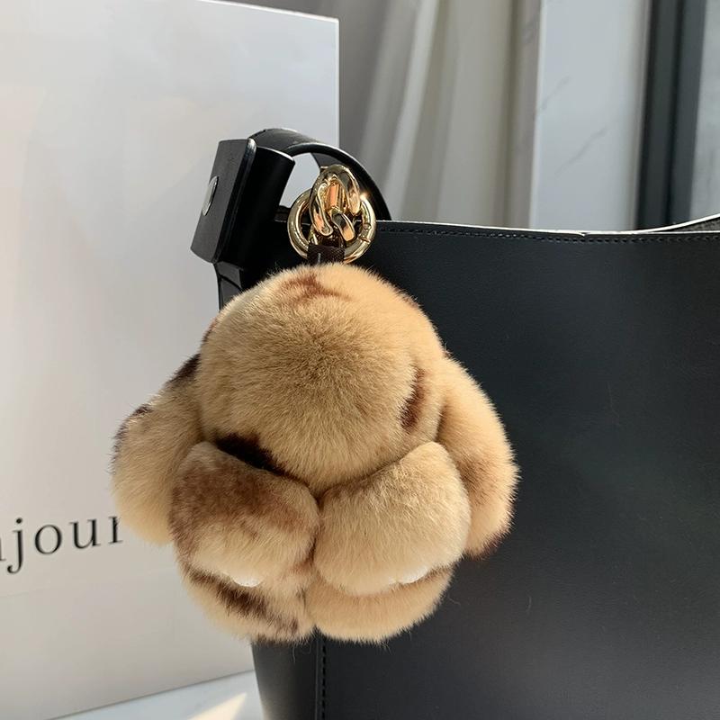 

Кулон из меха кролика рекс, милый мертвый кулон в виде кролика, подвеска для сумки, брелок для автомобиля жёлтый/коричневый