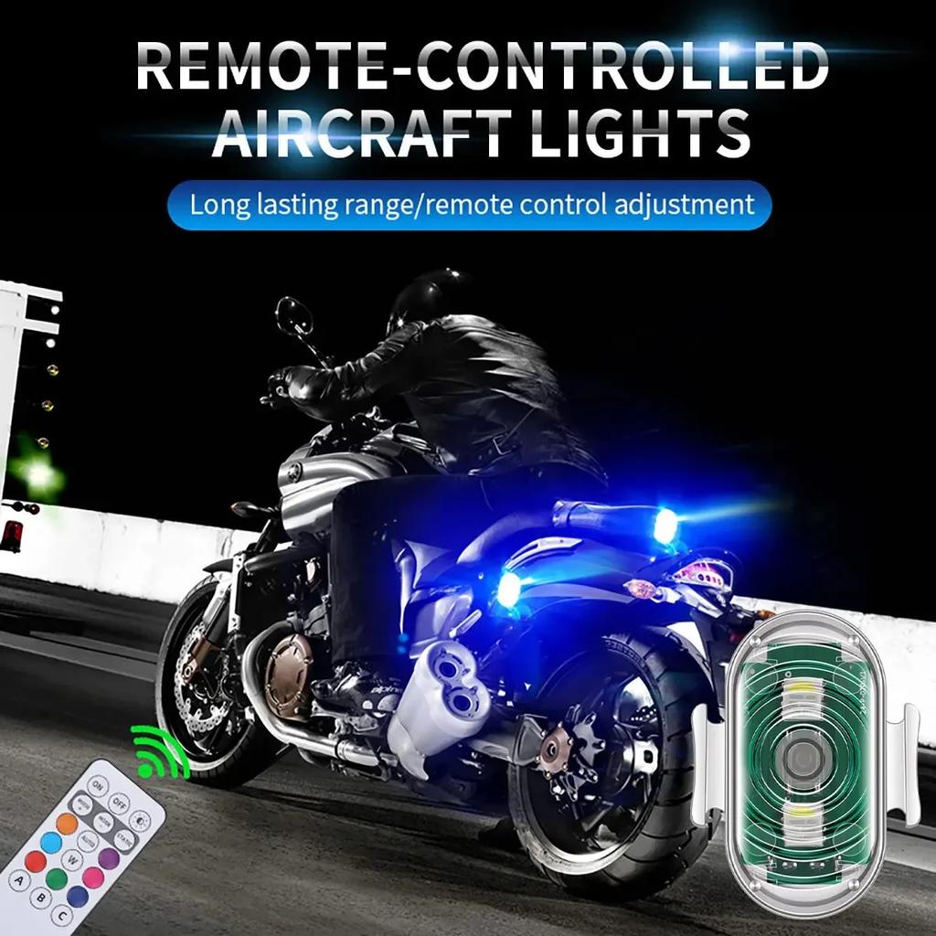 RGB LED Stroboskopická Světla Motocykl LED Blikající Pozice Bezdrátové Světlo Letadlo Letadlo Vrtulník Výstražná Světla Autopříslušenství